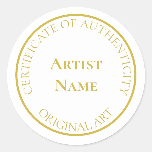 Sticker Rond Certificat d'authenticité Gold personnalisable (Devant)