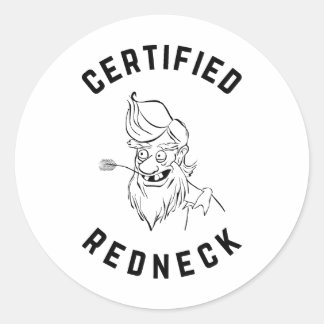 Sticker Rond Certifié Redneck - Happy Hillbilly