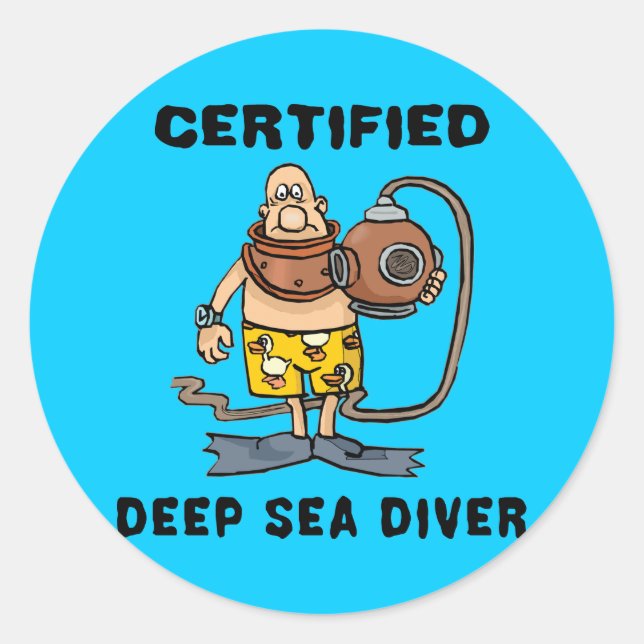 Sticker Rond Certified Deep Sea Diver (Devant)