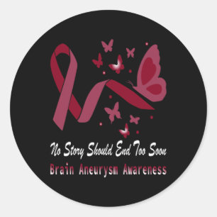 Sticker Rond Cerveau Aneurie Sensibilisation Papillon Burgundy