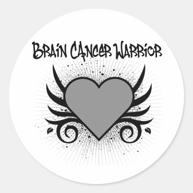 Sticker Rond Cerveau Cancer Guerrier Coeur (Devant)