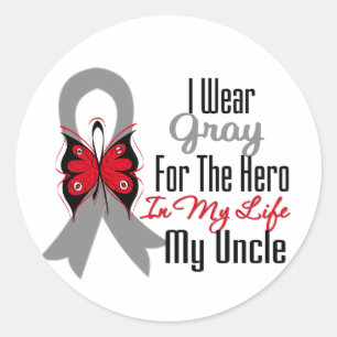 Sticker Rond Cerveau Cancer Ruban Héros Mon oncle