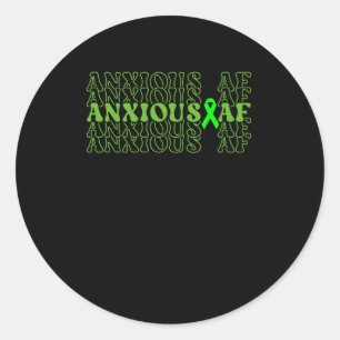 Sticker Rond Cerveau De Ruban Vert Af Anxieux Empilé - Tête Men