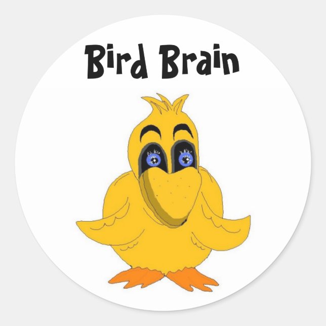 Sticker Rond Cerveau d'oiseau Citation drôle (Devant)
