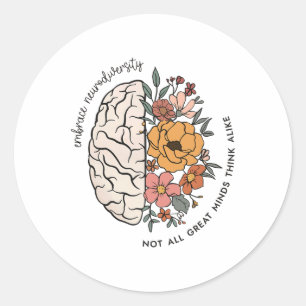 Sticker Rond Cerveau Enseignant Neurodiversité Pas Tous Grands