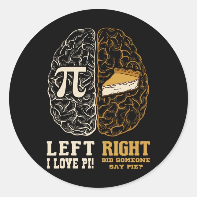 Sticker Rond Cerveau gauche Cerveau droit Pi jour Math Enseigna (Devant)