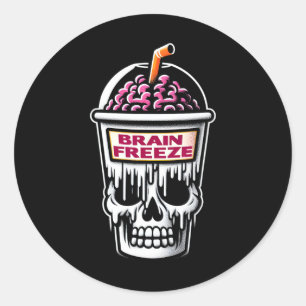Sticker Rond Cerveau gel crâne Éffrayant Halloween Conception b