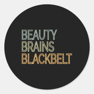 Sticker Rond Cerveaux de beauté Ceinture noire Karate Taekwondo