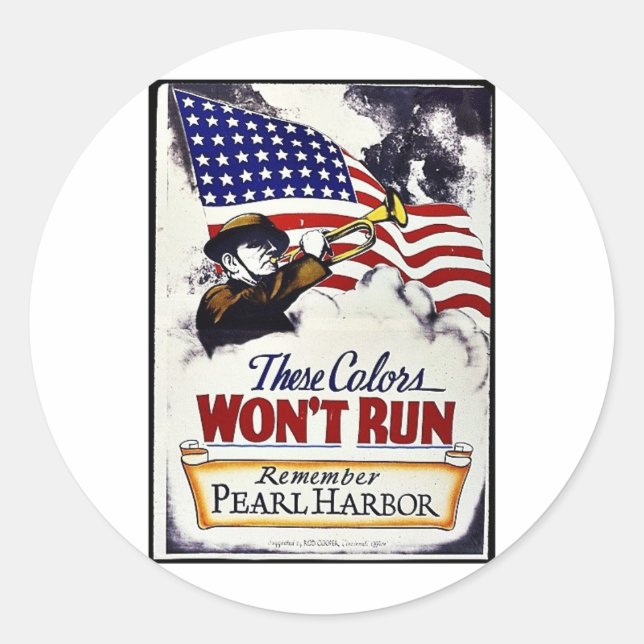 Sticker Rond Ces couleurs, ne vont pas courir, Pearl Harbor (Devant)