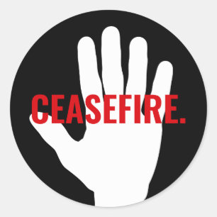 Sticker Rond Cessez-le noir rouge main blanche gras texte perso