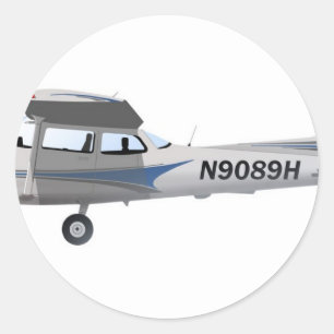Sticker Rond Cessna 172 Skyhawk Blue