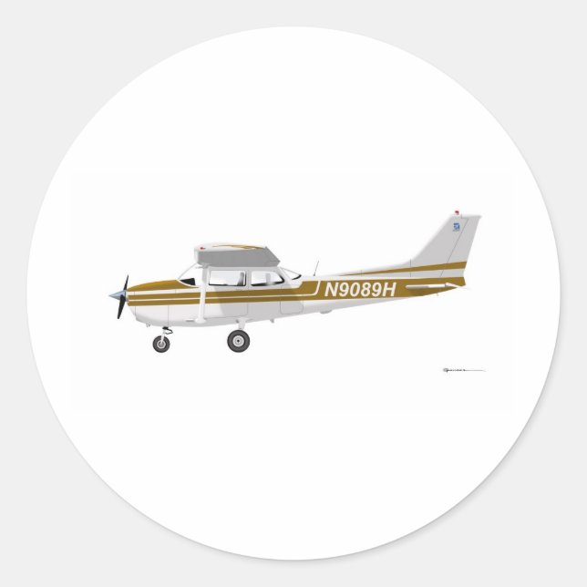 Sticker Rond Cessna 172 Skyhawk Brown (Devant)