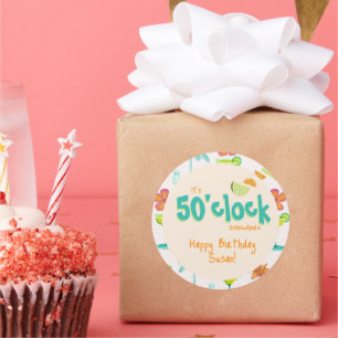 Sticker Rond C'est 50 heures Thème de fête