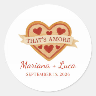 Sticker Rond C'est Amore Italien Chic Mariage Pizza Coeur