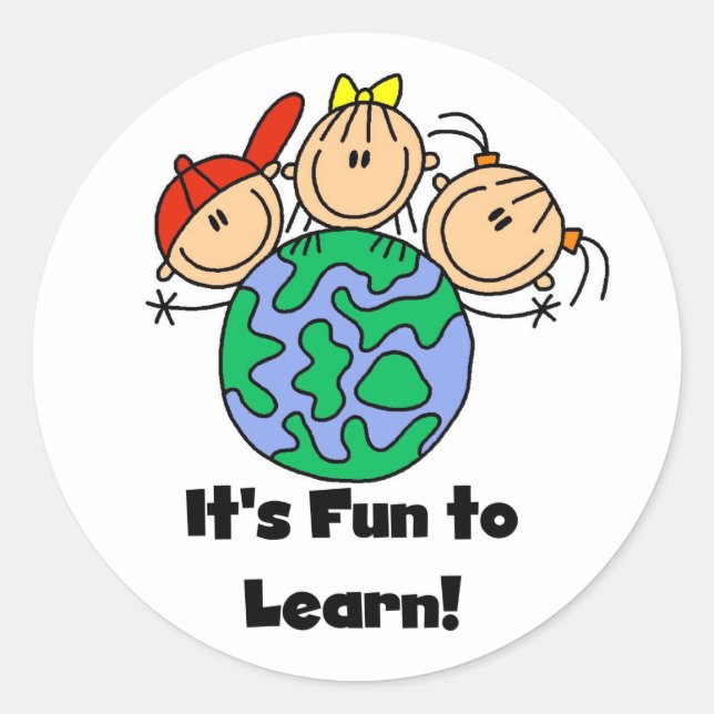 Sticker Rond C'est amusant d'apprendre (Devant)