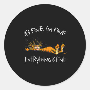 Sticker Rond C'est Bien Je Suis Bien Tout Va Bien Chat Drôle Lo