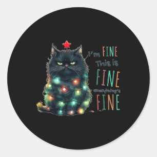 Sticker Rond C'est bon Je vais bien Tout va bien Chat Fou Ch