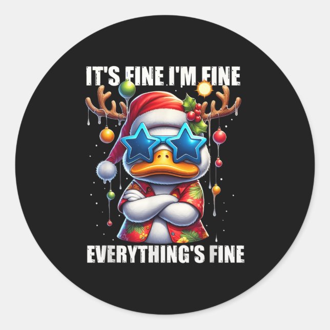 Sticker Rond C'est bon, je vais faire fondre du canard Noël En  (Devant)