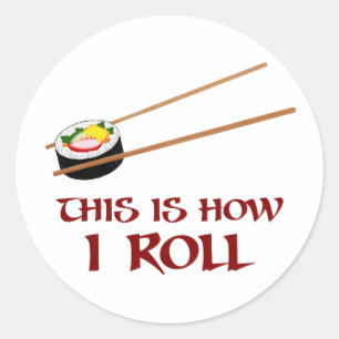 Sticker Rond C'est comment petit pain de sushi d'I