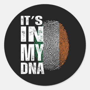 Sticker Rond C'est Dans Mon Adn Irlande Drapeau Irlandais Cadea
