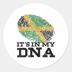 Sticker Rond C'Est Dans Mon Adn Jamaïcain Drapeau Drapeau Cadea