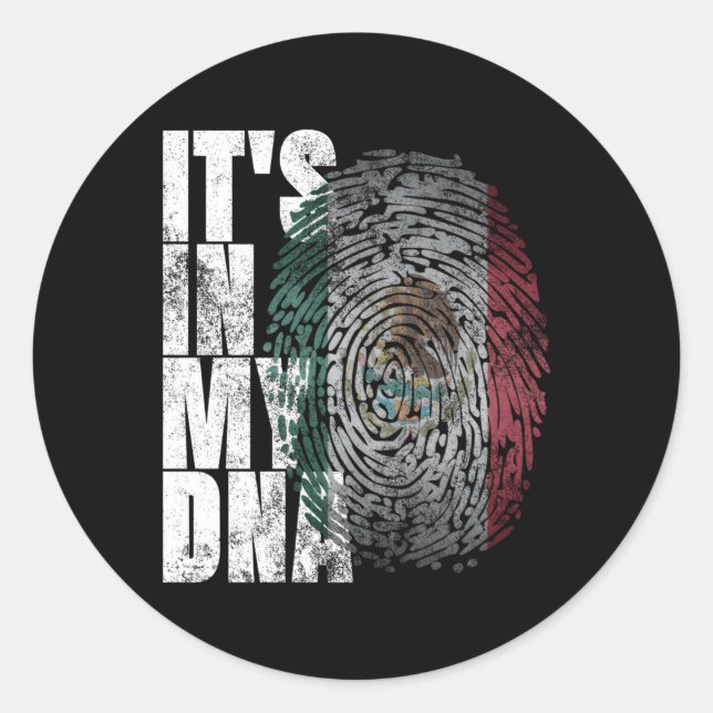 Sticker Rond C'Est Dans Mon Adn Mexicain Fière Hispanique Mexiq (Devant)