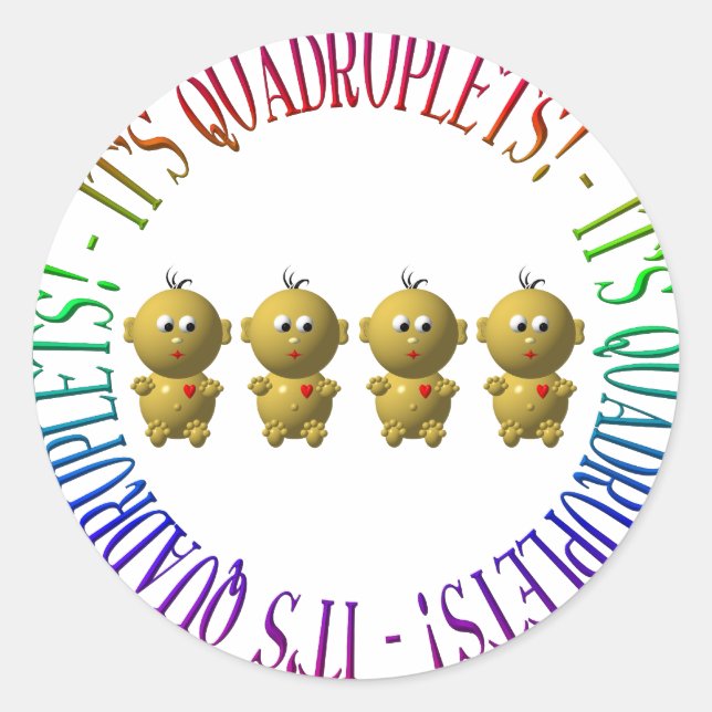 Sticker Rond C'est des quadruplets ! (Devant)
