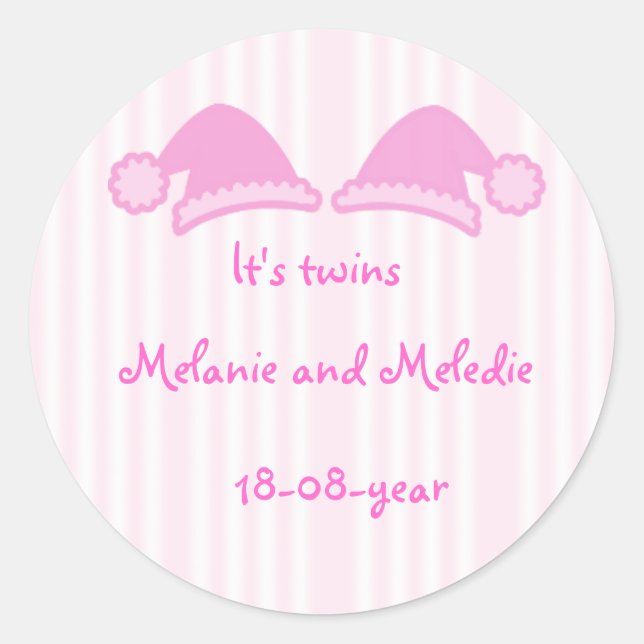 Sticker Rond C'est jumeaux casquette mignon (Devant)