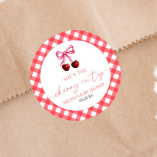 Sticker Rond C'est la cerise sur le Baby shower de cerisier de 