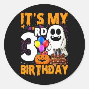 Sticker Rond C'est la fête d'Halloween de mon 3ème anniversaire