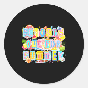 Sticker Rond C'est la fin des classes pour l'été, joyeux dernie