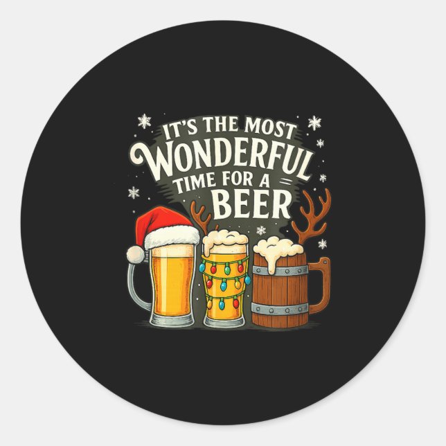 Sticker Rond C'est la période la plus merveilleuse pour une biè (Devant)