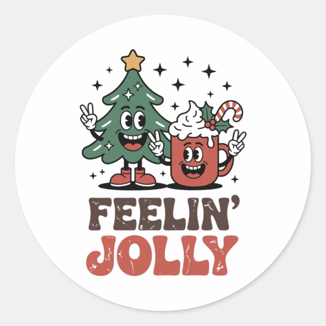 Sticker Rond C'Est La Saison Arbre De Noël Santa Hat Café (Devant)