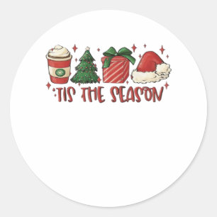 Sticker Rond C'Est La Saison Café De Noël Amour De Vacances Drô