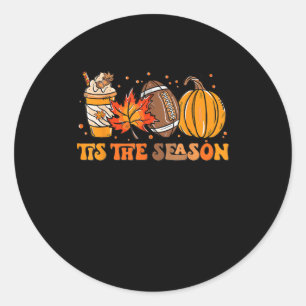 Sticker Rond C'Est La Saison Citrouille Leaf Latte Fall Thanksg