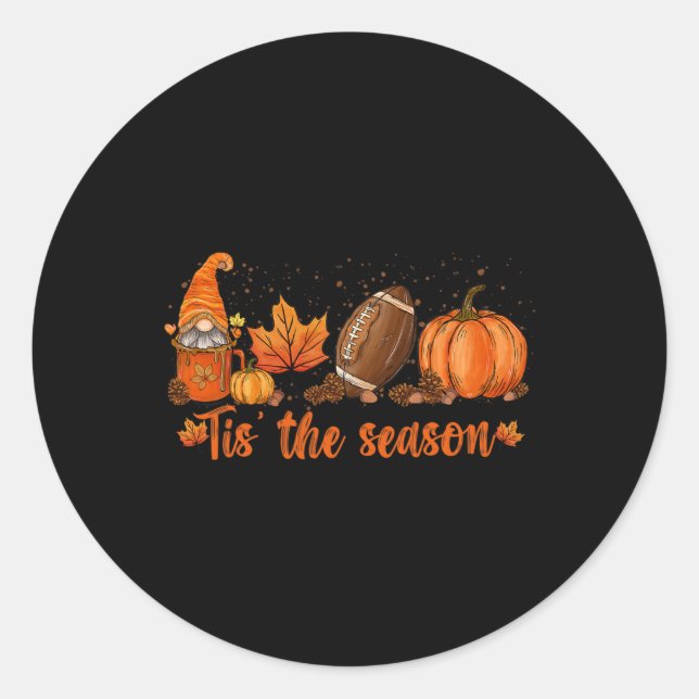 Sticker Rond C'Est La Saison Citrouille Leaf Latte Fall Thanksg (Devant)