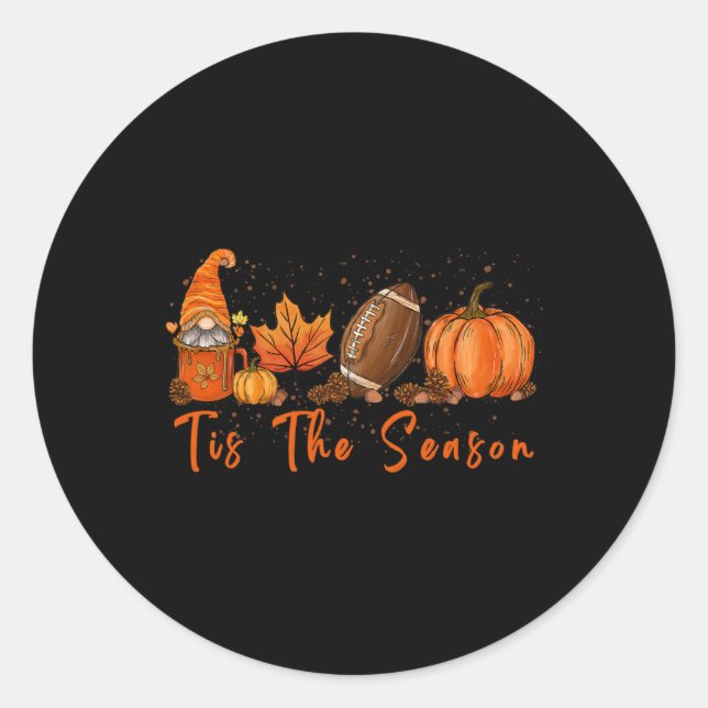 Sticker Rond C'Est La Saison Citrouille Leaf Latte Fall Thanksg (Devant)