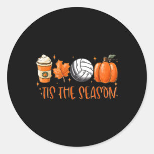 Sticker Rond C'Est La Saison Citrouille Leaf Latte Fall Volleyb