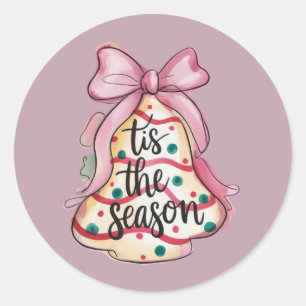 Sticker Rond C'est la saison Coquette Bow Féminin Rose Tarte de