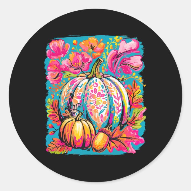 Sticker Rond C'est la saison de la citrouille d'automne de la c (Devant)