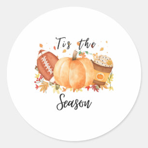 Sticker Rond C'Est La Saison De L'Automne Footll Citrouilles Et
