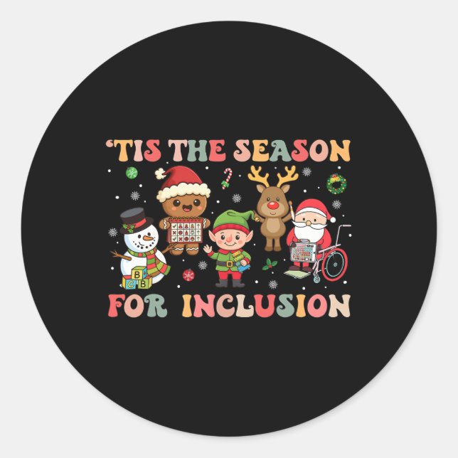 Sticker Rond C'est la saison de l'inclusion Noël Sped Enseignan (Devant)