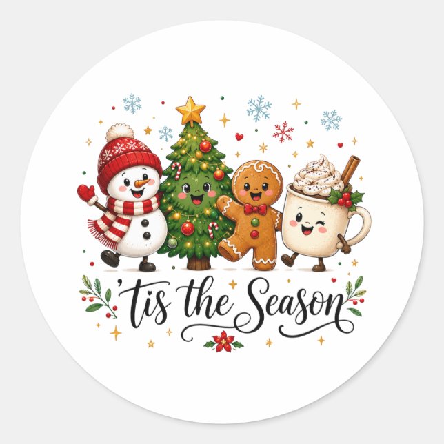 Sticker Rond C'est la saison de Noël (Devant)