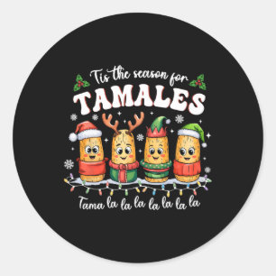 Sticker Rond C'est la saison des tamales de Noël mexicain 