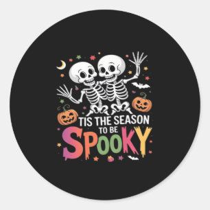 Sticker Rond C'Est La Saison D'Être Éffrayant Danser Skeleton H