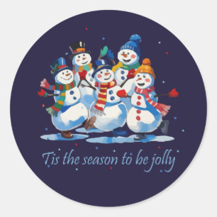 Sticker Rond C'est la saison d'être joyeux Danse des bonshommes