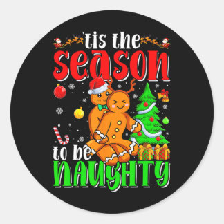Sticker Rond C'est la saison d'être vilain Noël Gingerbread