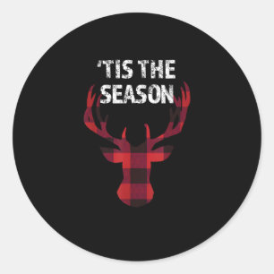 Sticker Rond C'Est La Saison Drôle Noël Buck Deer Men