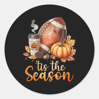 Sticker Rond C'Est La Saison Football Citrouille Épice Automne