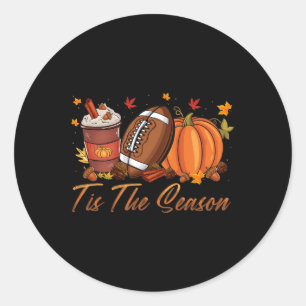 Sticker Rond C'Est La Saison Football Citrouille Spice Fall Tha